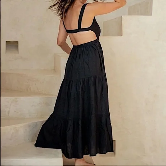 Abercrombie and Fitch black linen blend dress - Picture 1 of 13